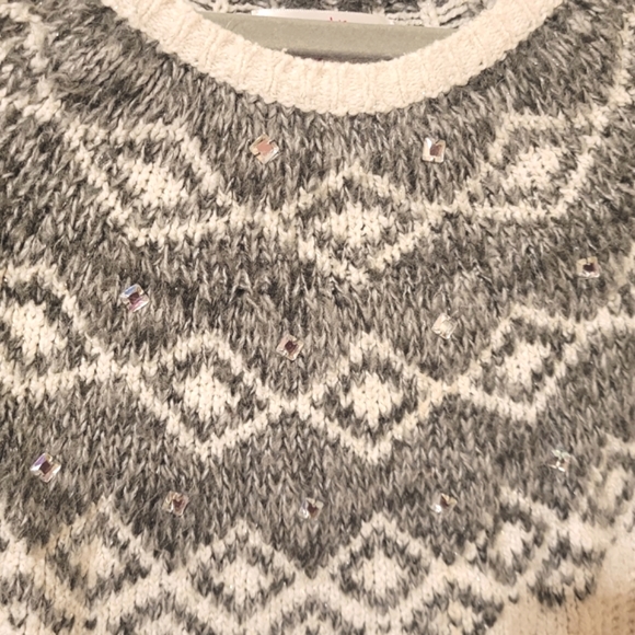 "Justice" Cream and Grey Knitted Sweater - Size 18 (GUC) - Picture 5 of 6